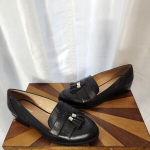 CloudWalkers by Avenue Elaina Tassel Loafers Sz 10W Black Faux Leather Shoes